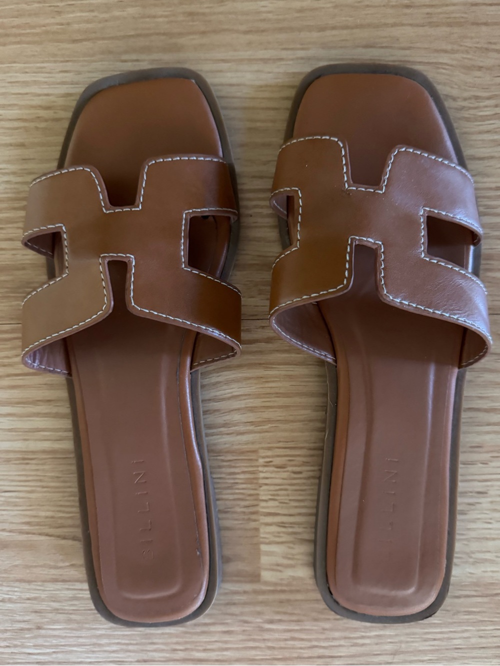 Billini Brown Leather Slide Sandals